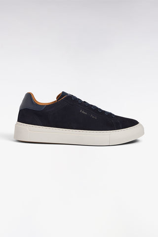 Navy suede low-top sneakers