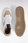 Two-tone leather and suede sneakers in beige and white