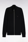 Black honeycomb cotton cardigan, straight cut