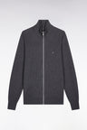 Grey honeycomb cotton cardigan, straight cut