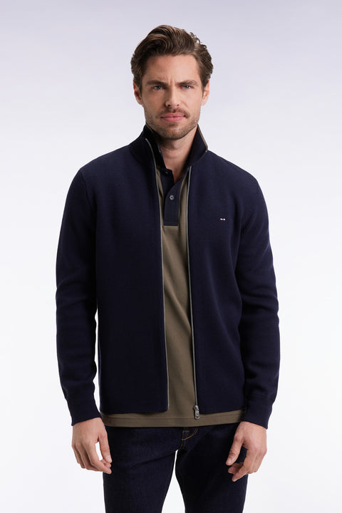 Navy merino wool straight-cut cardigan - Image 3