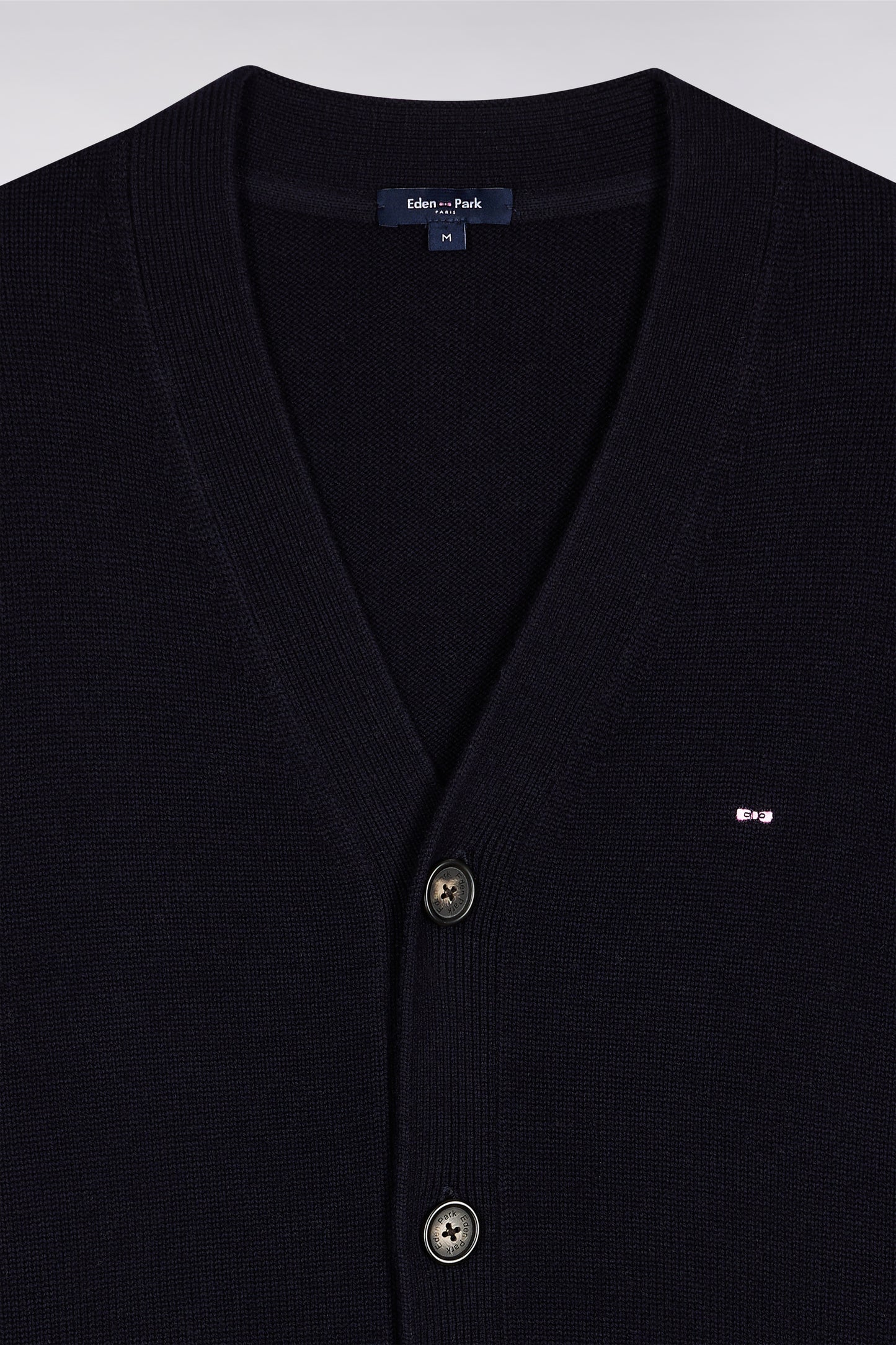 Wool and cotton navy cardigan, straight cut