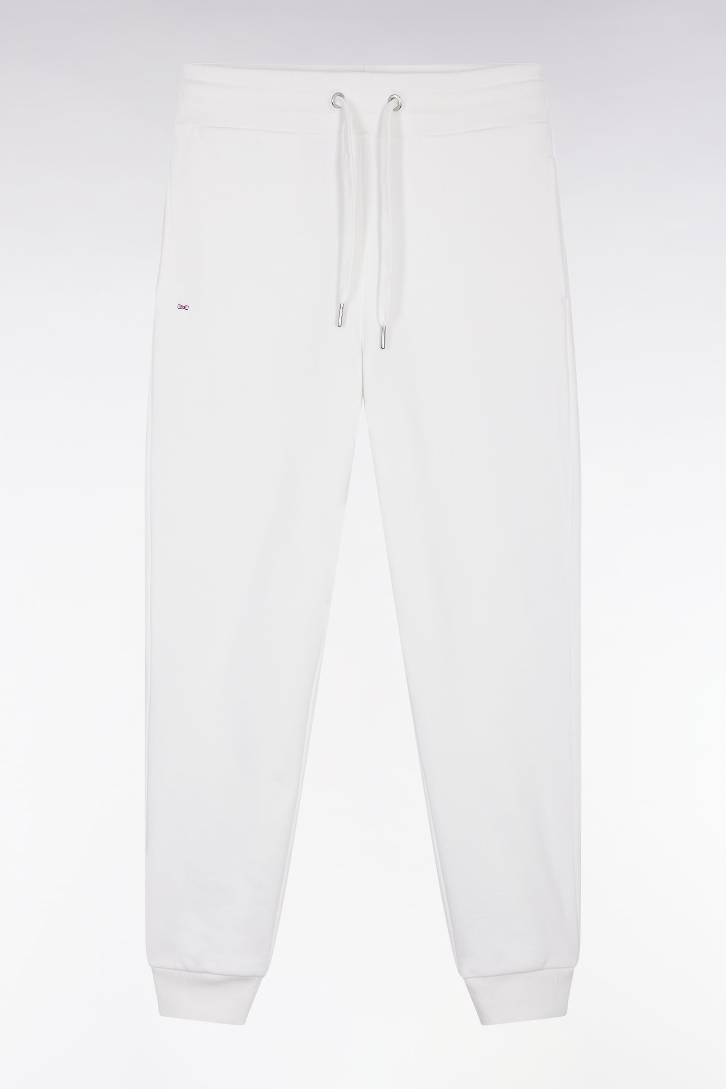 White brushed fleece jogging suit, straight cut