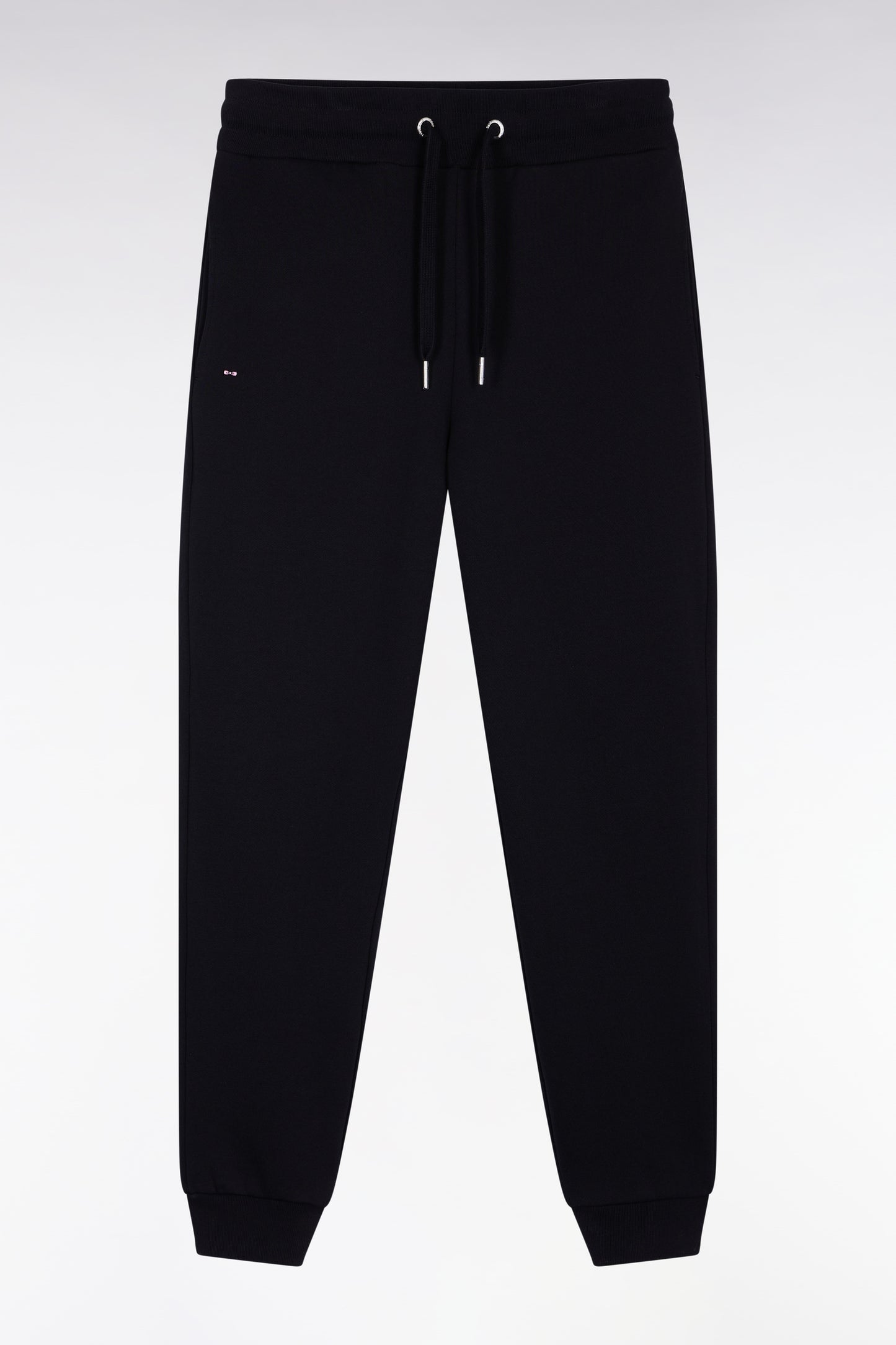 Jogging suit in black brushed fleece, straight cut