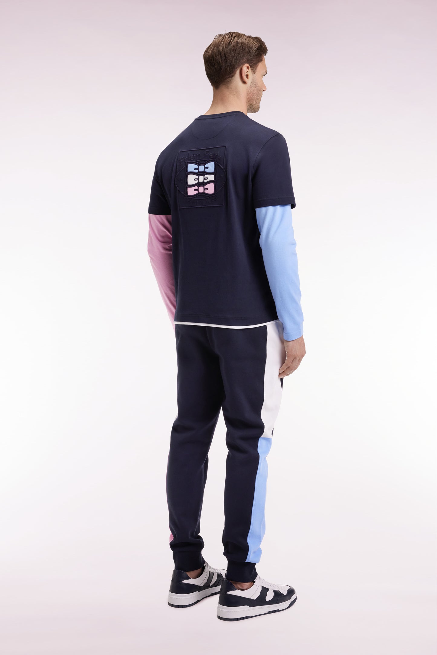 Navy colorblock brushed fleece straight-leg jogging suit