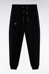 Black brushed fleece jogging suit with striped pockets Relaxed cut