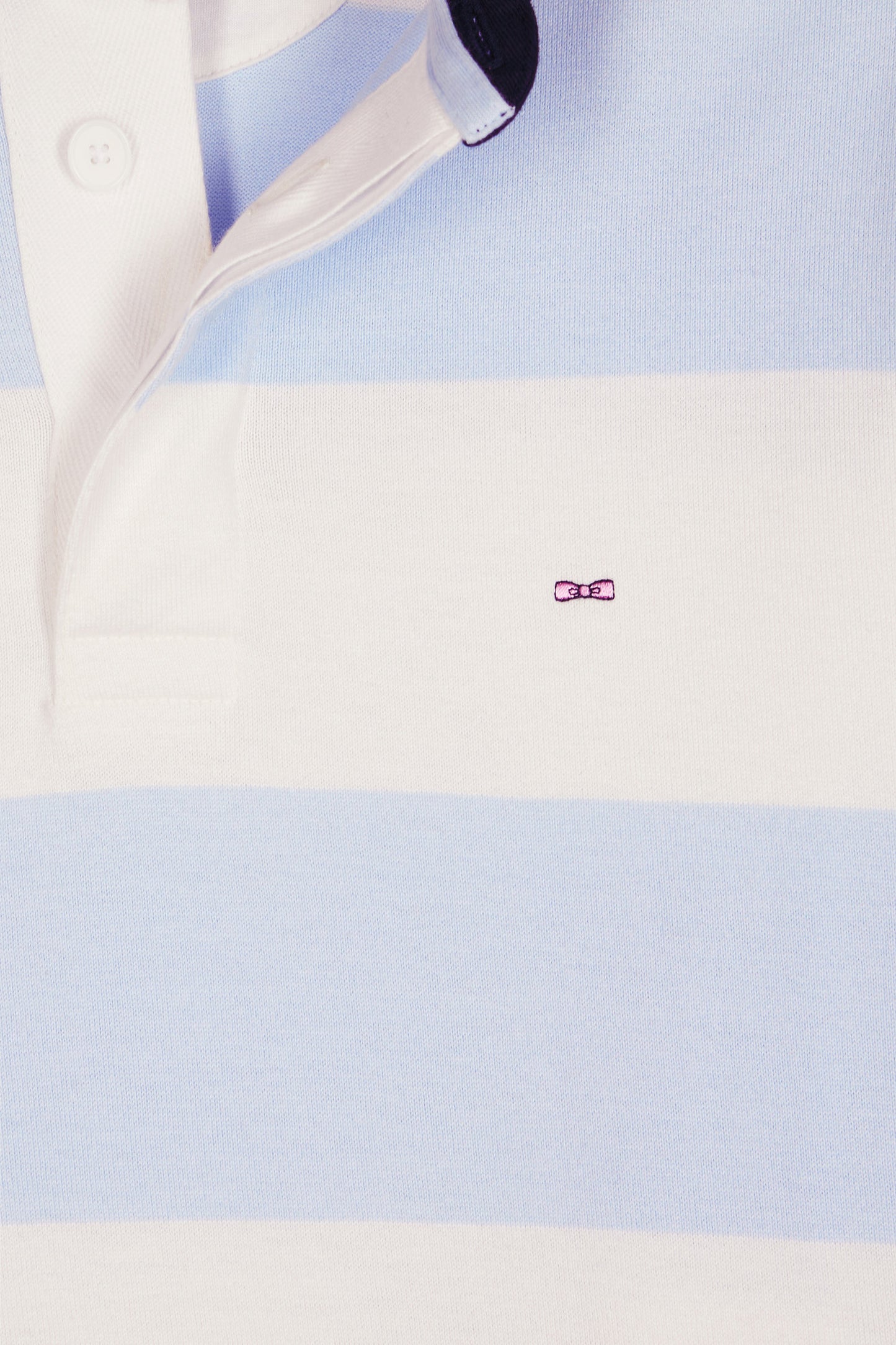 Long-sleeved jersey with sky and ecru rugby stripes