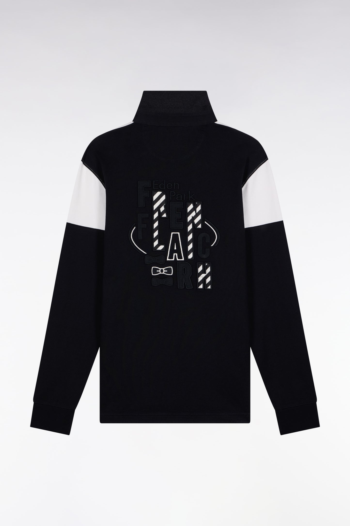 Long-sleeved jersey in two-tone black and white straight cut