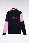 Long-sleeved jersey in navy colorblock straight cut