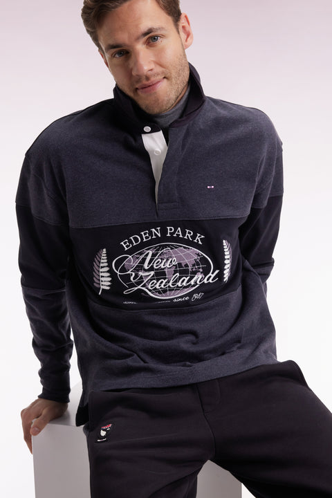 Black and grey long-sleeved jersey with New Zealand embroidery - Image 3