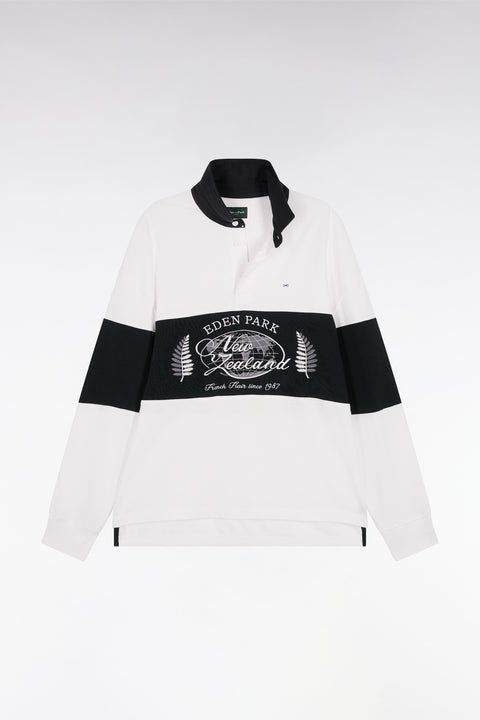 Black and white long-sleeved jersey with New Zealand embroidery - Image 2