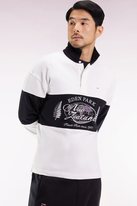 Black and white long-sleeved jersey with New Zealand embroidery - Image 3