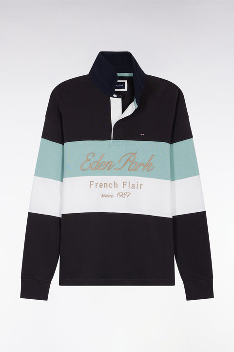 Long-sleeved jersey in thick black and green jersey with vintage embroidery - Image 2