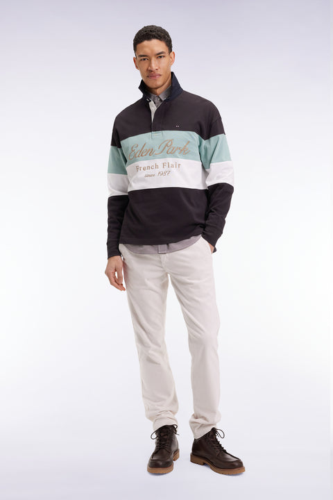 Long-sleeved jersey in thick black and green jersey with vintage embroidery - Image 3