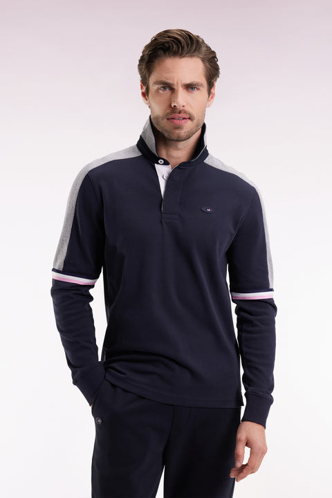 XV de France long-sleeved jersey in thick navy jersey, straight cut - Image 3