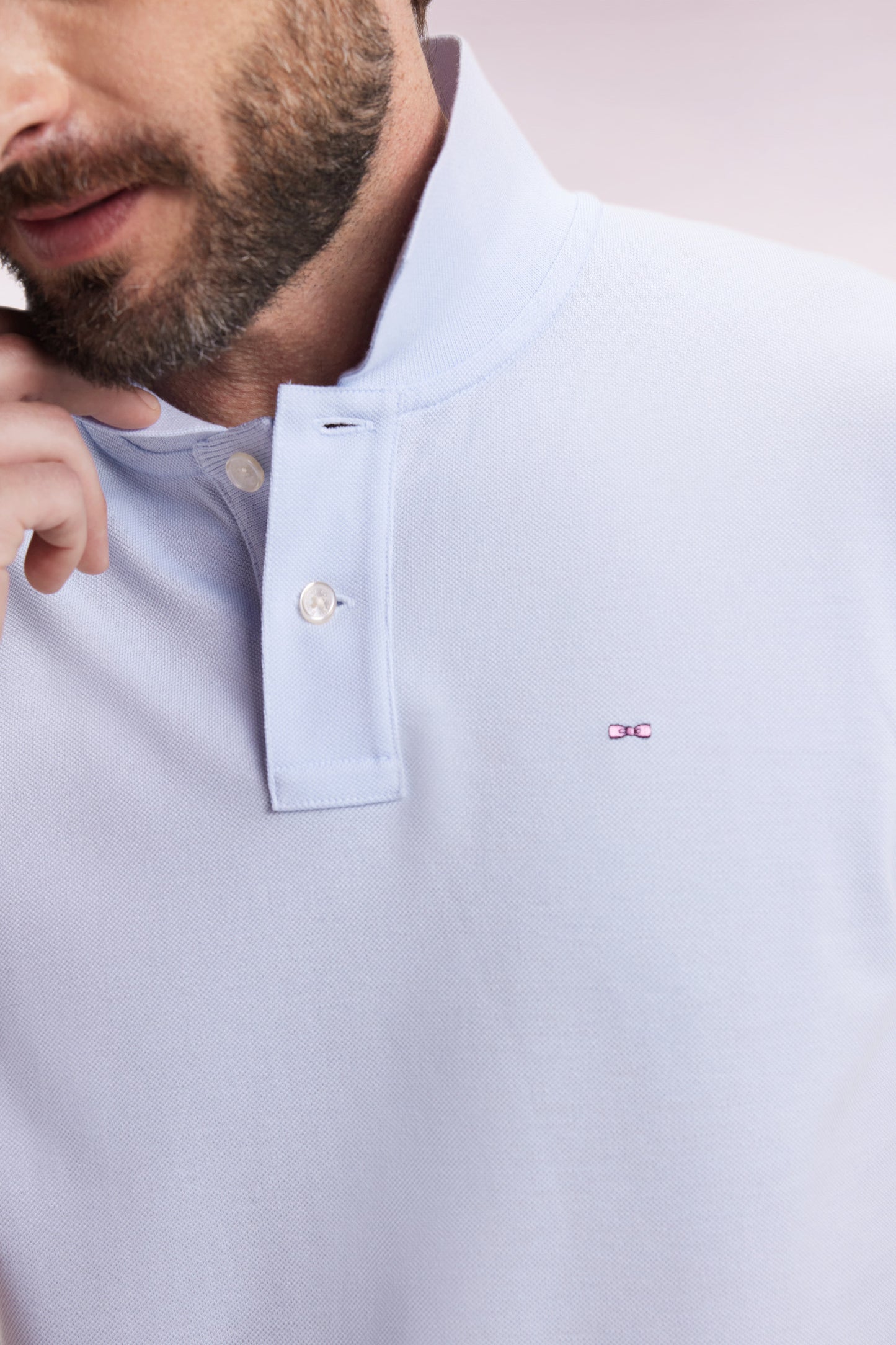 Short-sleeved polo shirt in straight-cut Pima cotton