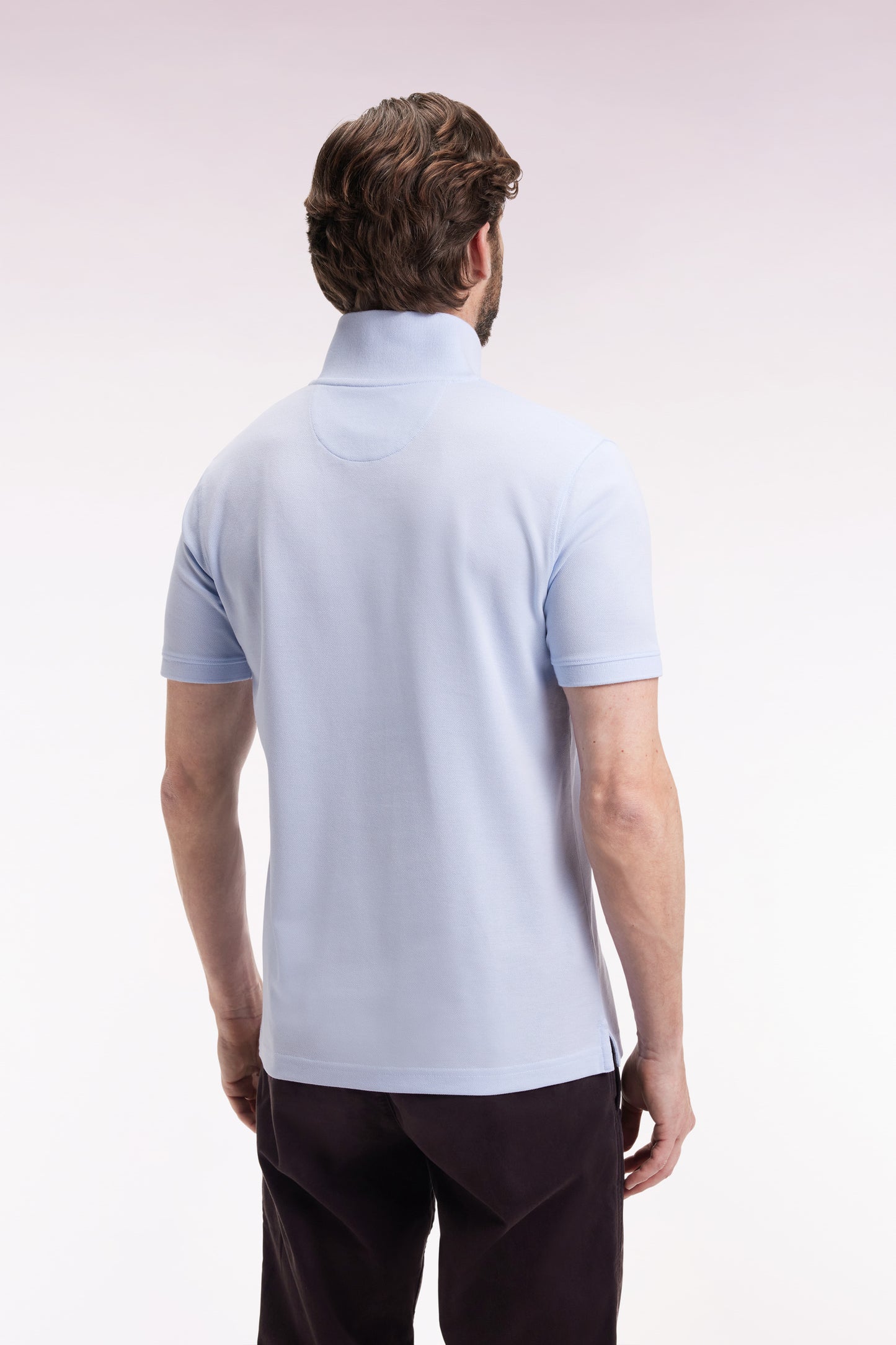 Short-sleeved polo shirt in straight-cut Pima cotton