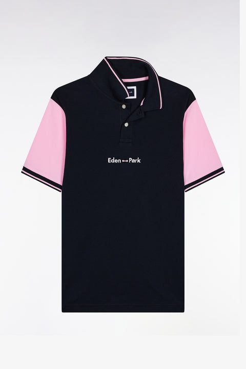 Two-tone navy short-sleeved polo shirt - Image 2