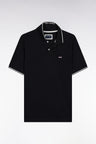 Black short-sleeved polo shirt