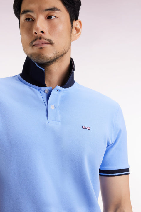 Short-sleeved sky polo shirt - Image 1