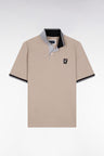 New Zealand short-sleeved polo shirt in beige cotton piqué, loose fit