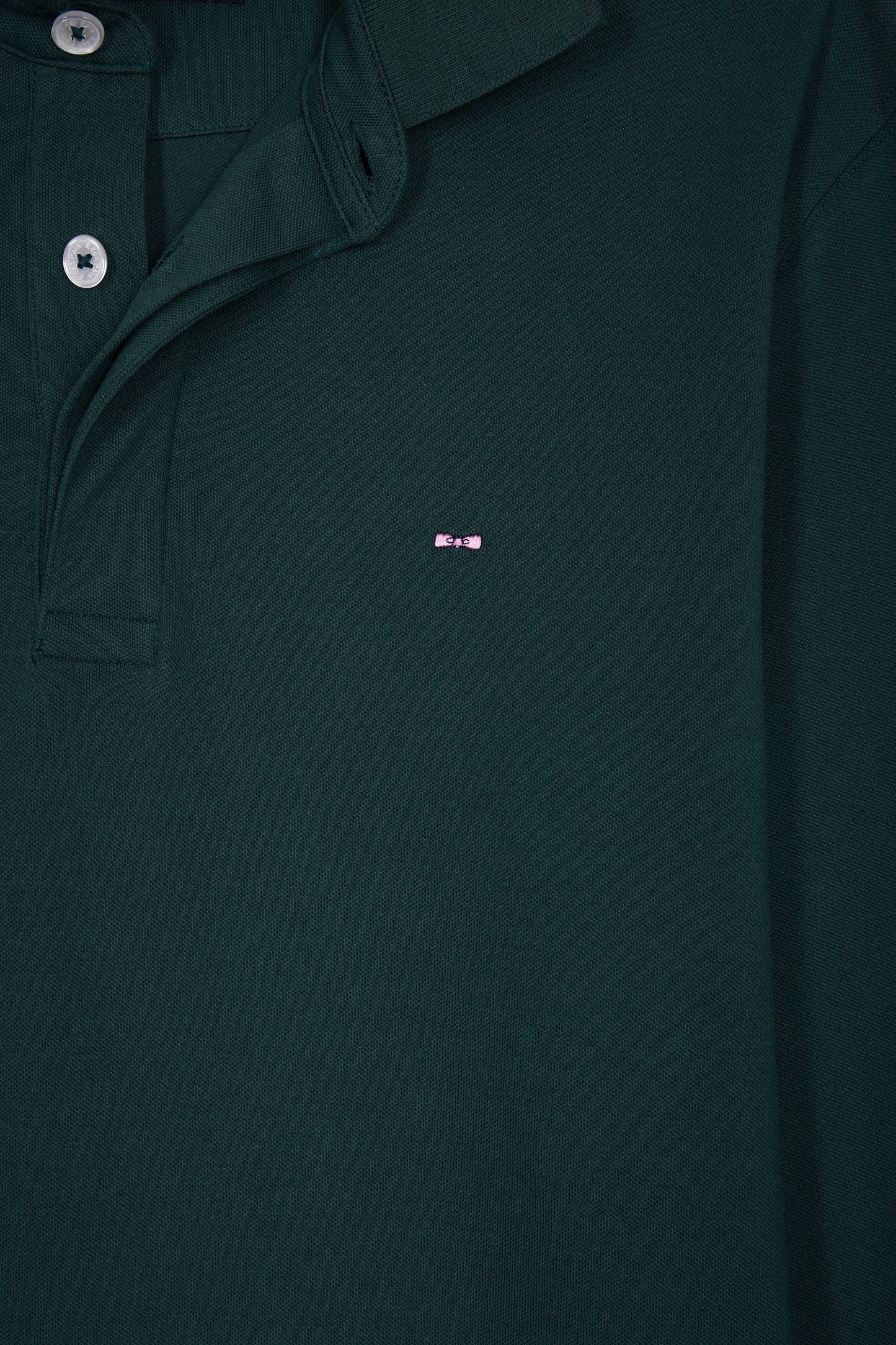 Polo à manches longues en coton stretch vert bouteille coupe slim