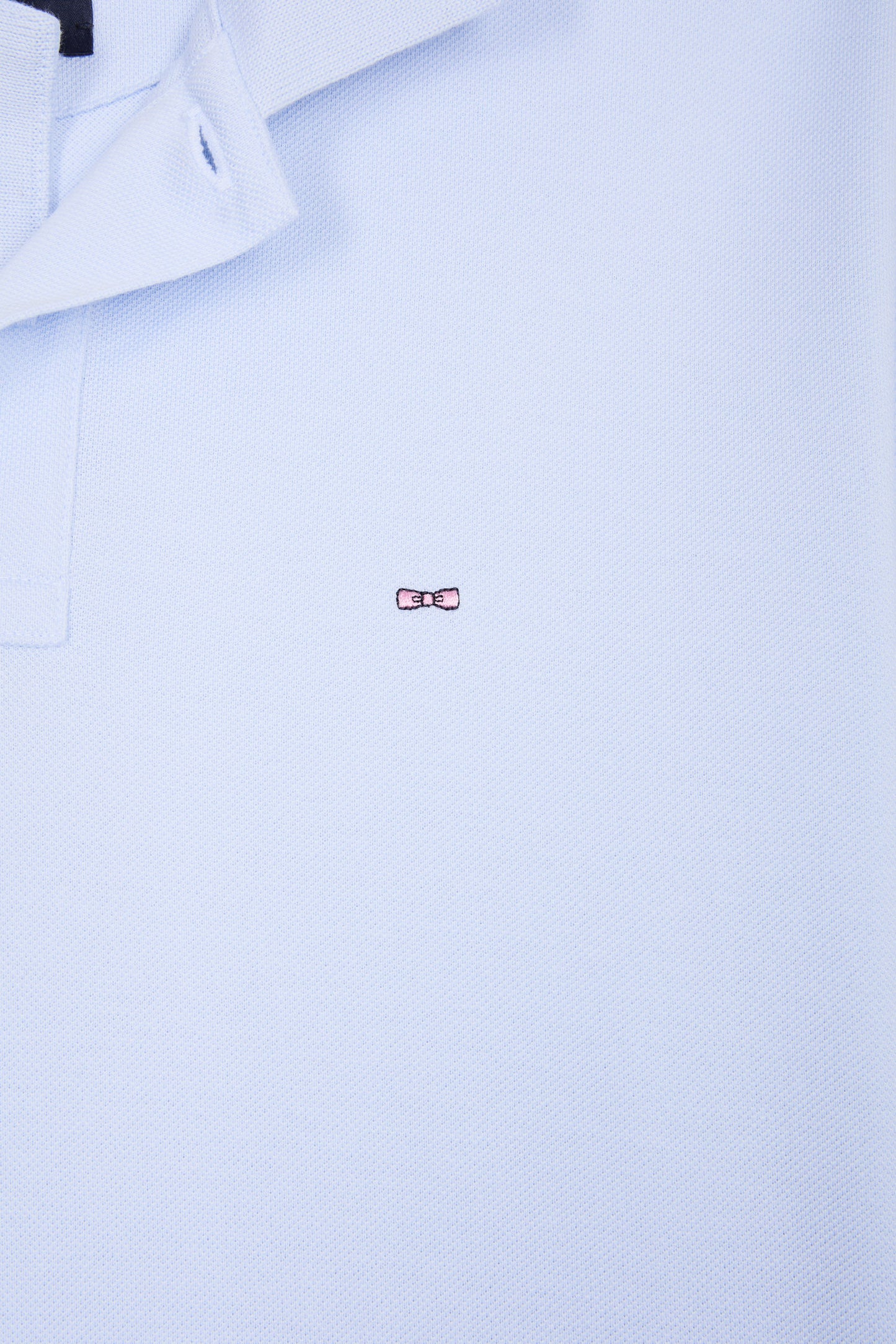 Long-sleeved polo shirt in straight-cut sky Pima cotton