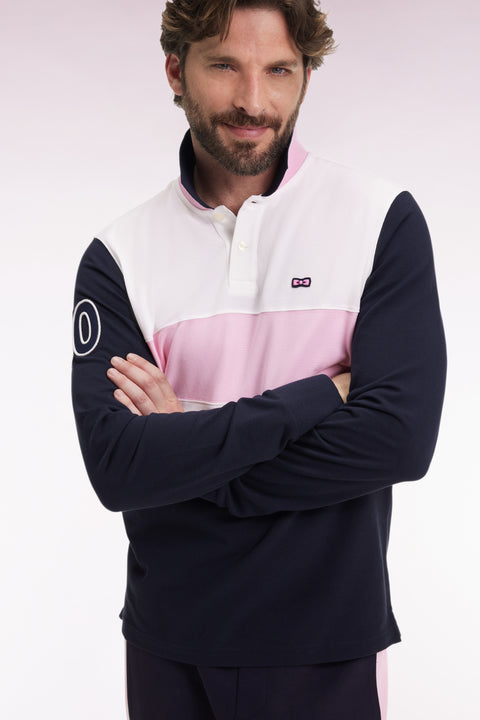 Three-tone long-sleeved polo shirt, regular fit - Image 1