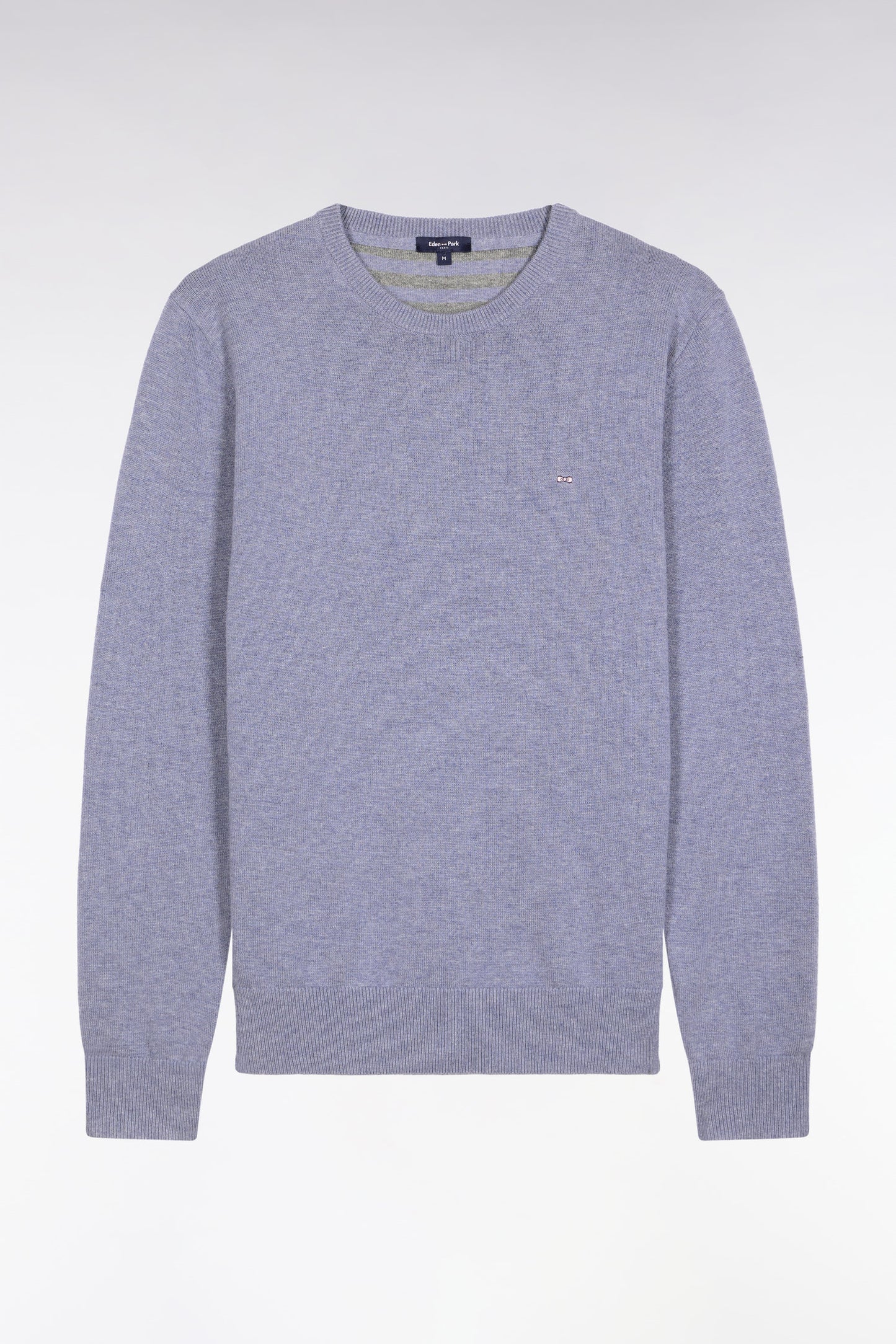 Blue wool and cotton round-neck sweater