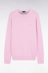 Pink wool and cotton round-neck sweater