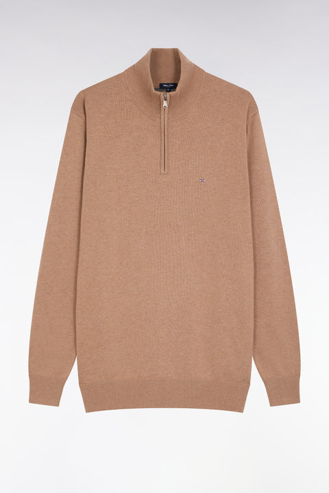 Beige wool and cotton trucker-neck sweater - A SHOOTER - Image 1