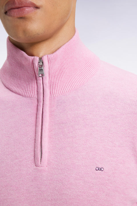 Pink wool and cotton trucker-neck sweater - Image 3