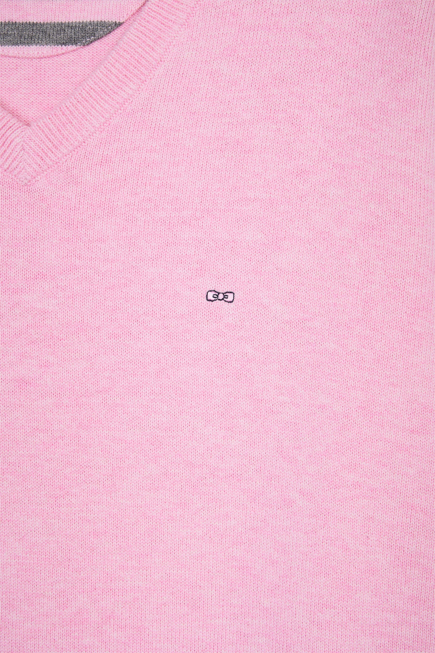 Pink wool and cotton V-neck sweater