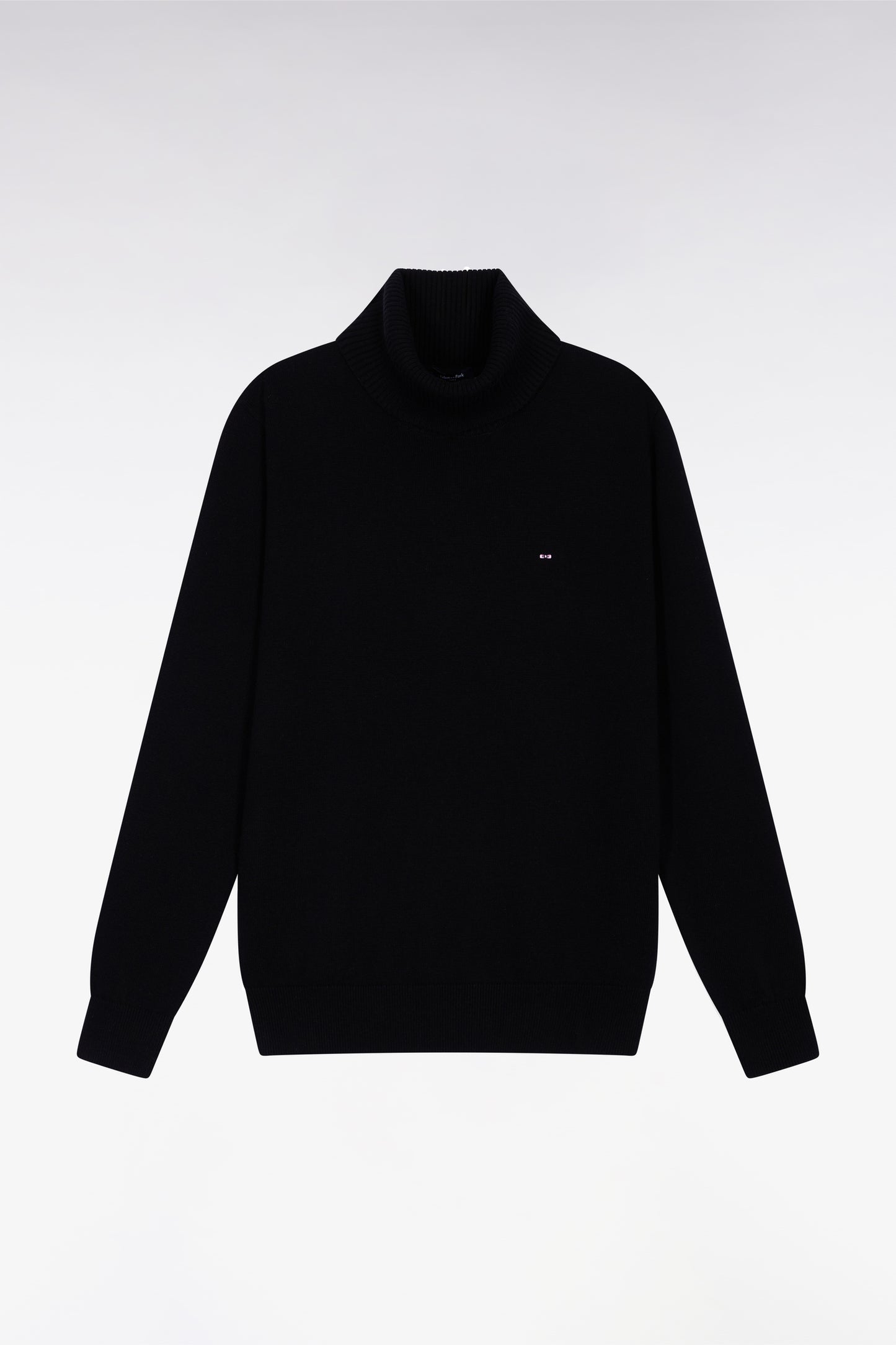 Black wool and cotton turtleneck sweater