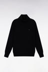 Black wool and cotton turtleneck sweater