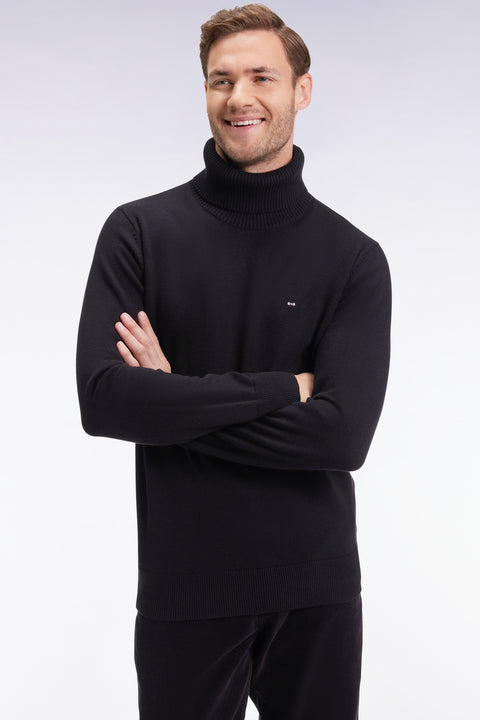 Black wool and cotton turtleneck sweater - Image 1