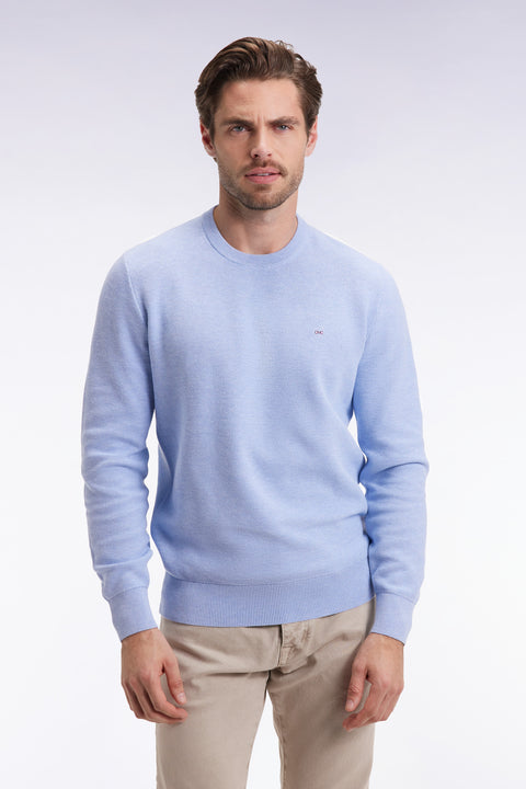 Sky cotton honeycomb round-neck sweater - Image 3