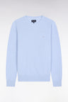 Sky cotton honeycomb round-neck sweater