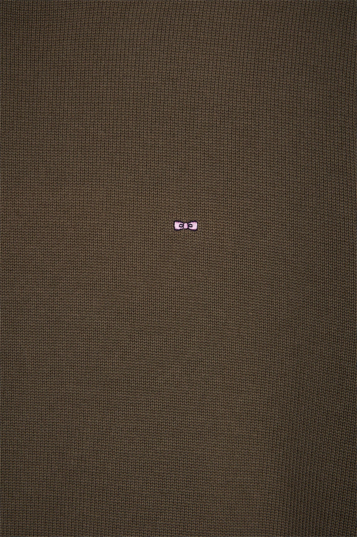 Round-neck sweater in thick khaki cotton