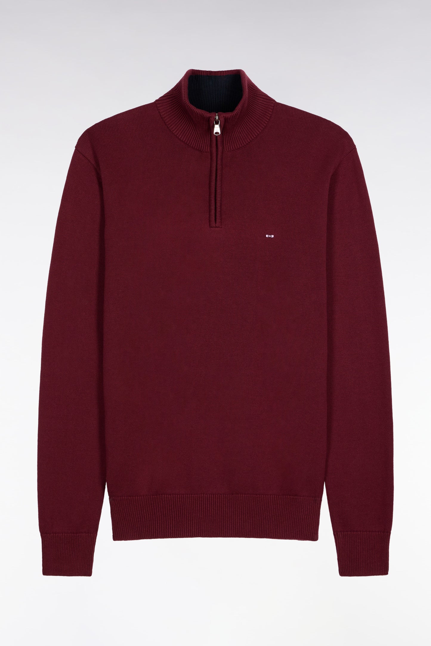 Heavy burgundy cotton trucker-neck sweater