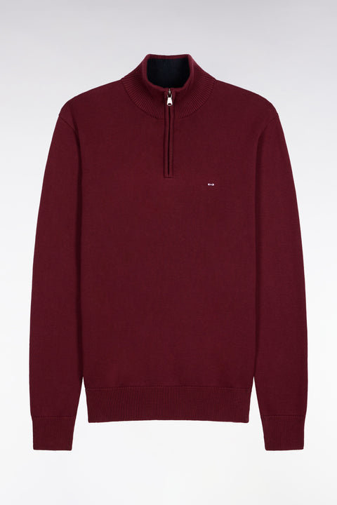 Heavy burgundy cotton trucker-neck sweater - Image 2