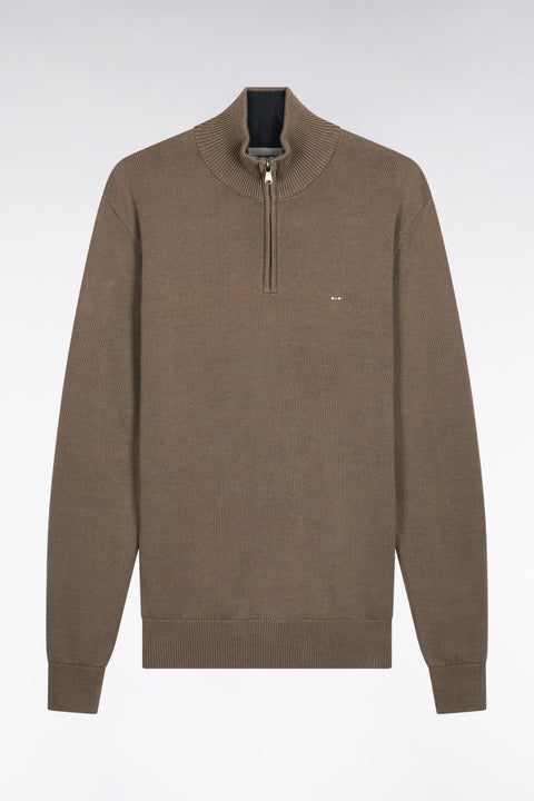 Truck-neck sweater in thick khaki cotton - Image 2