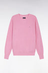 Pink cotton honeycomb round-neck sweater