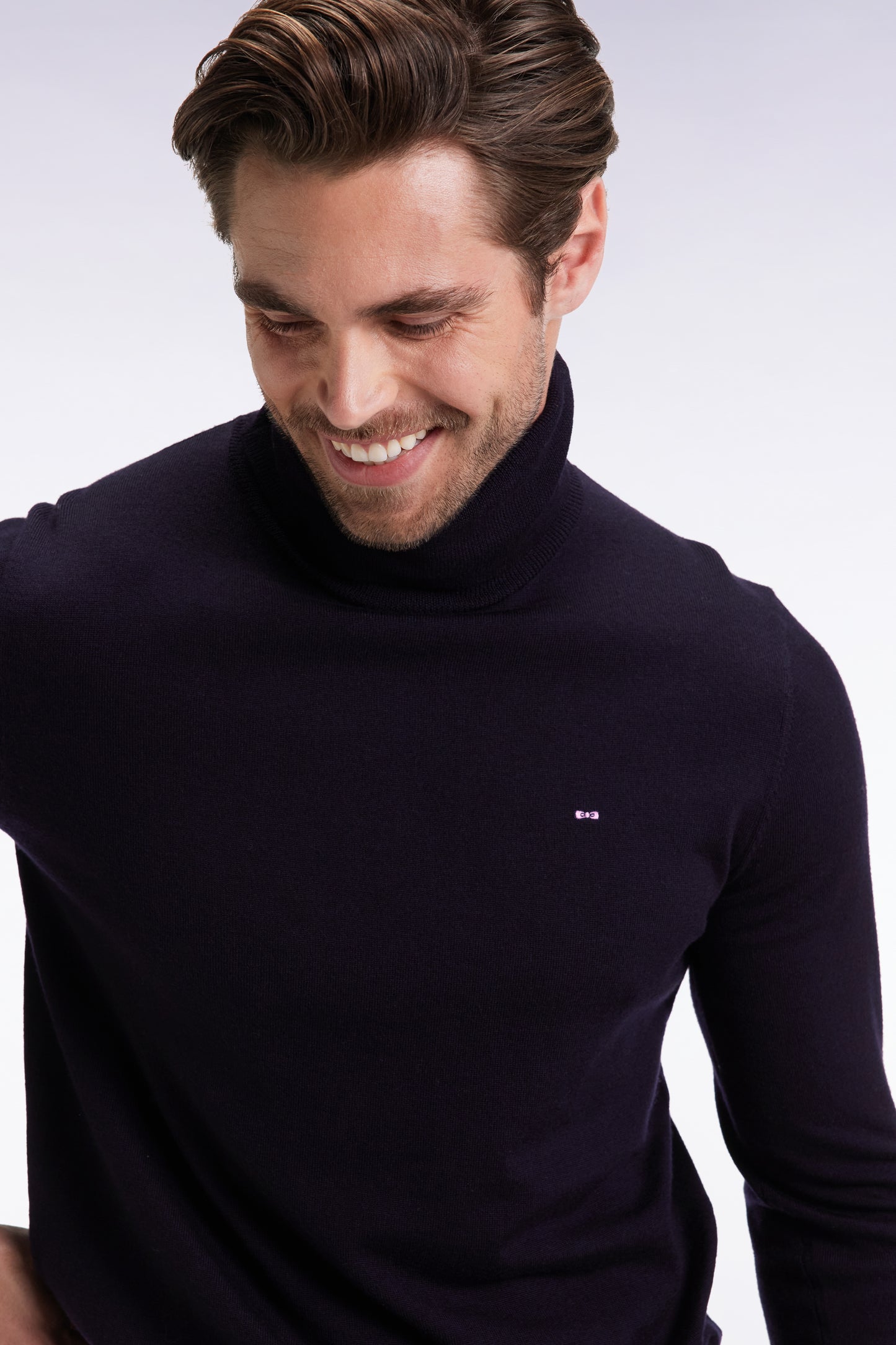 Navy merino wool turtleneck sweater