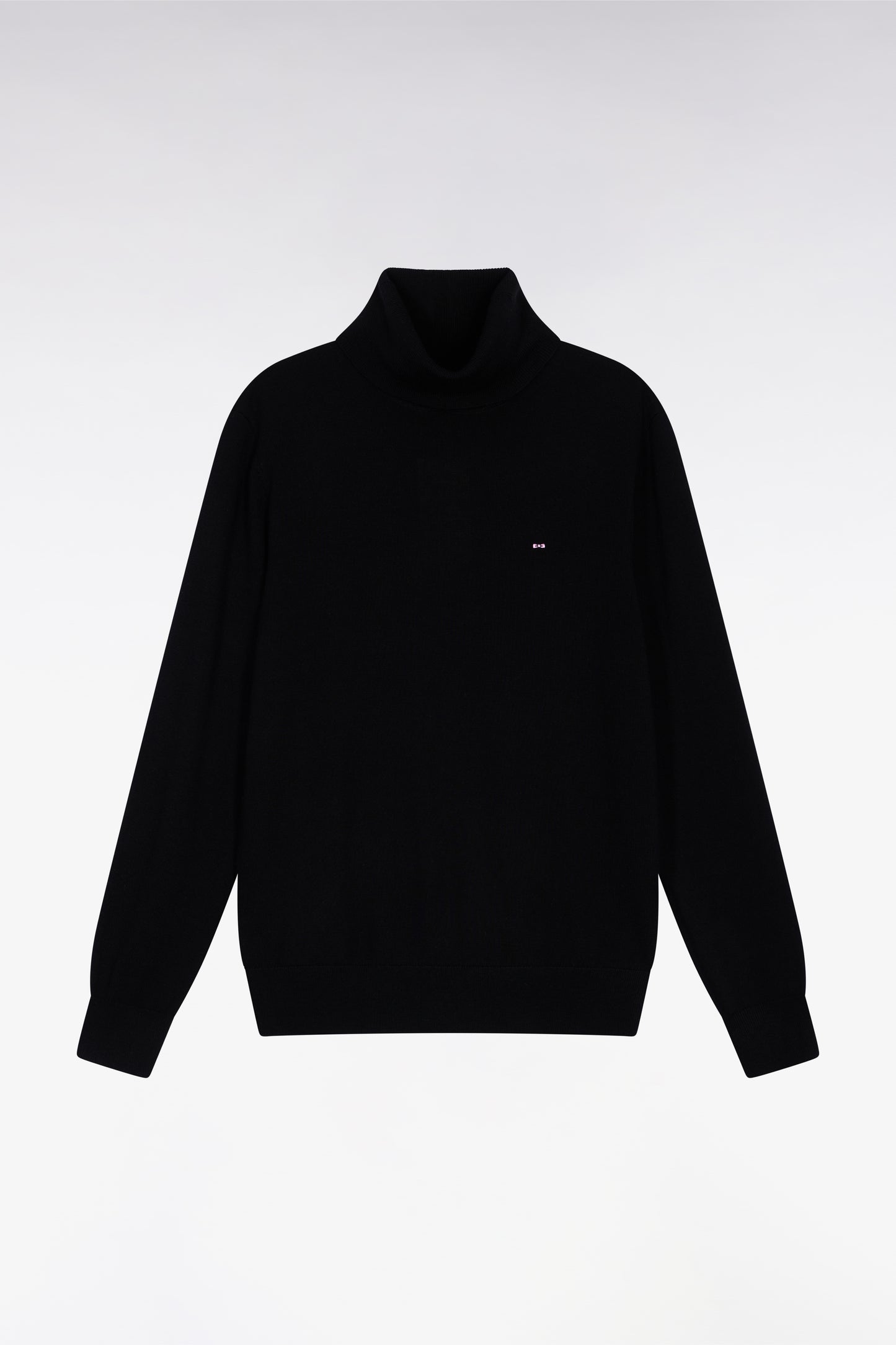 Black merino wool turtleneck sweater