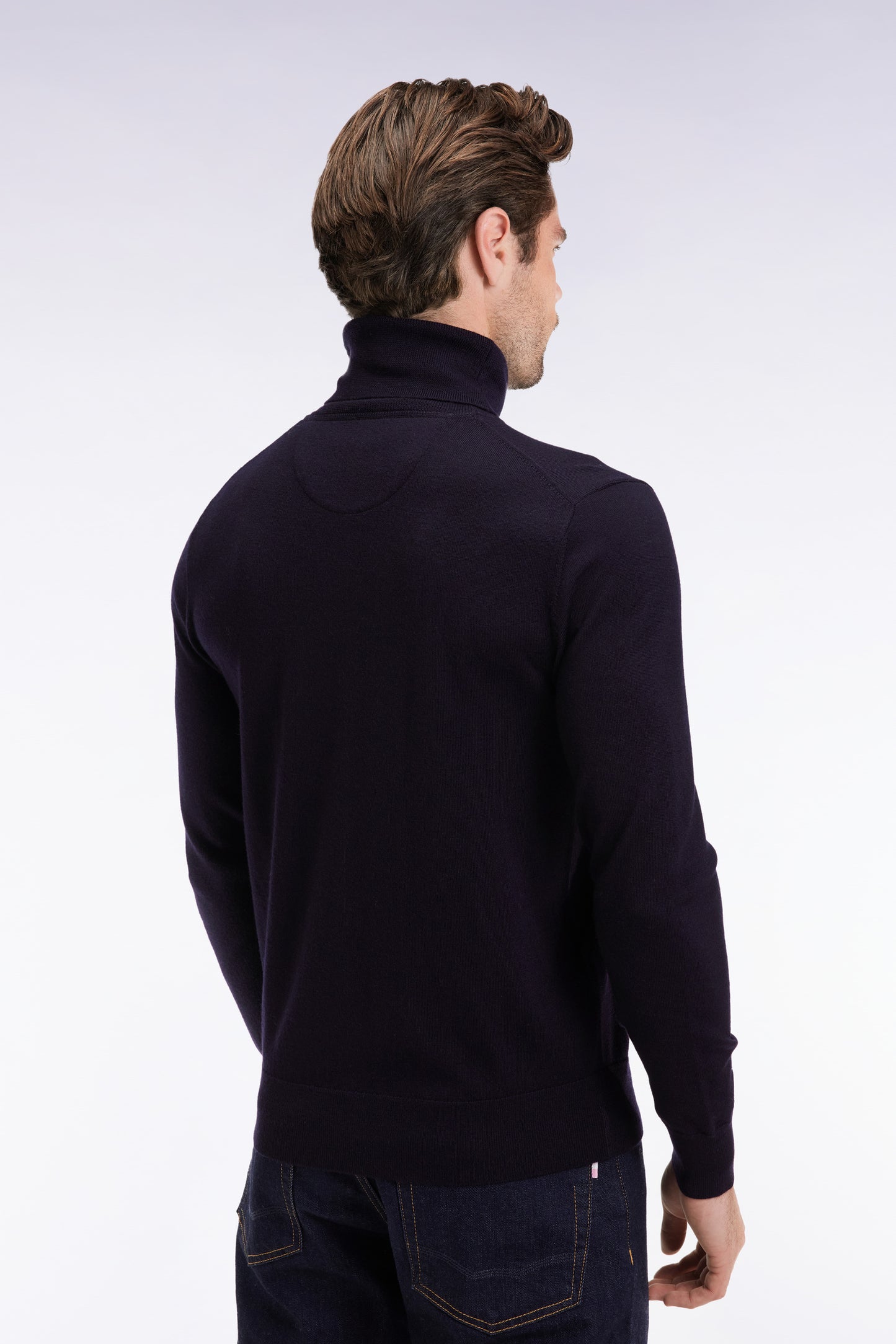 Navy merino wool turtleneck sweater