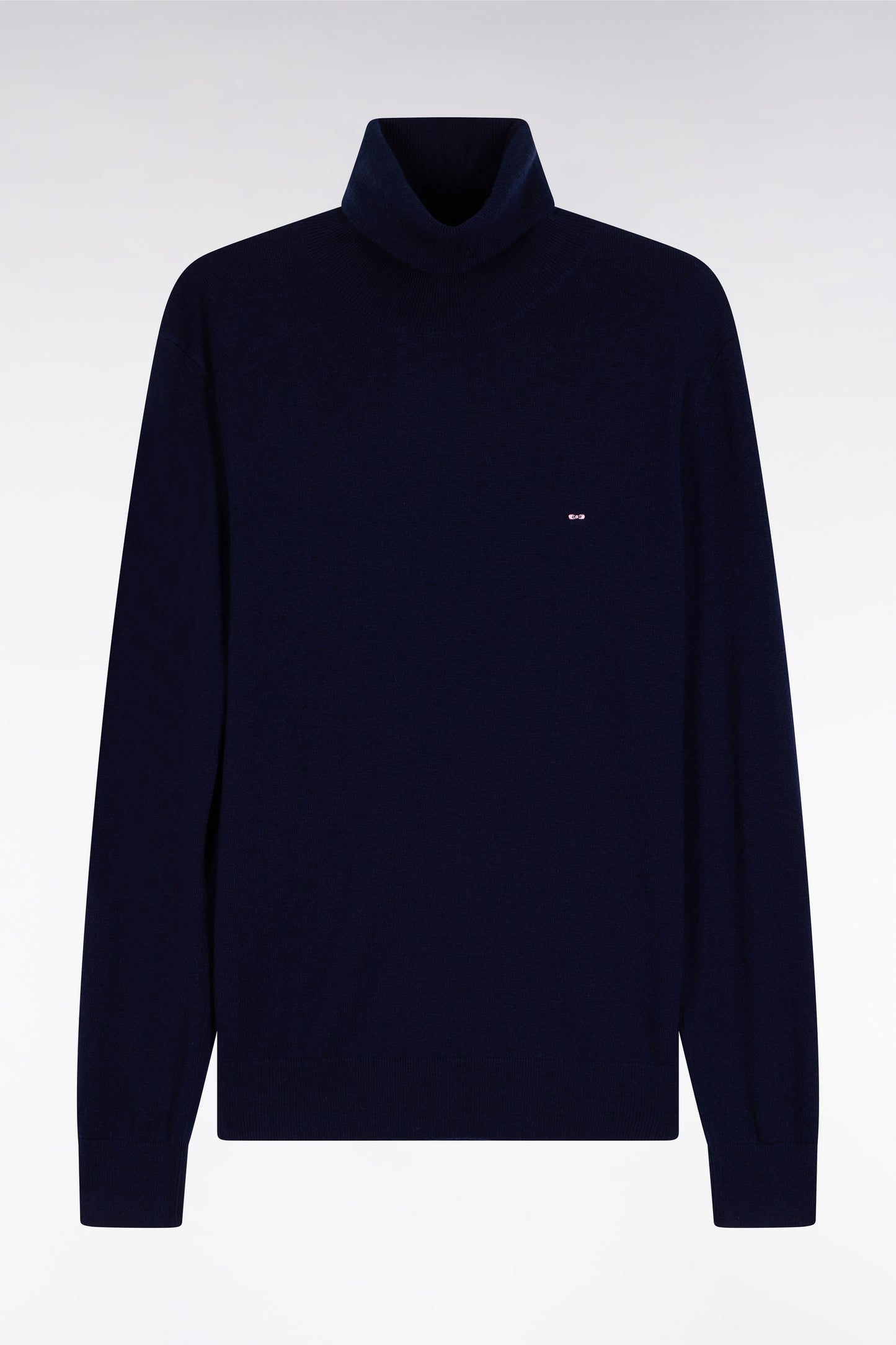 Virgin wool and navy cashmere turtleneck sweater