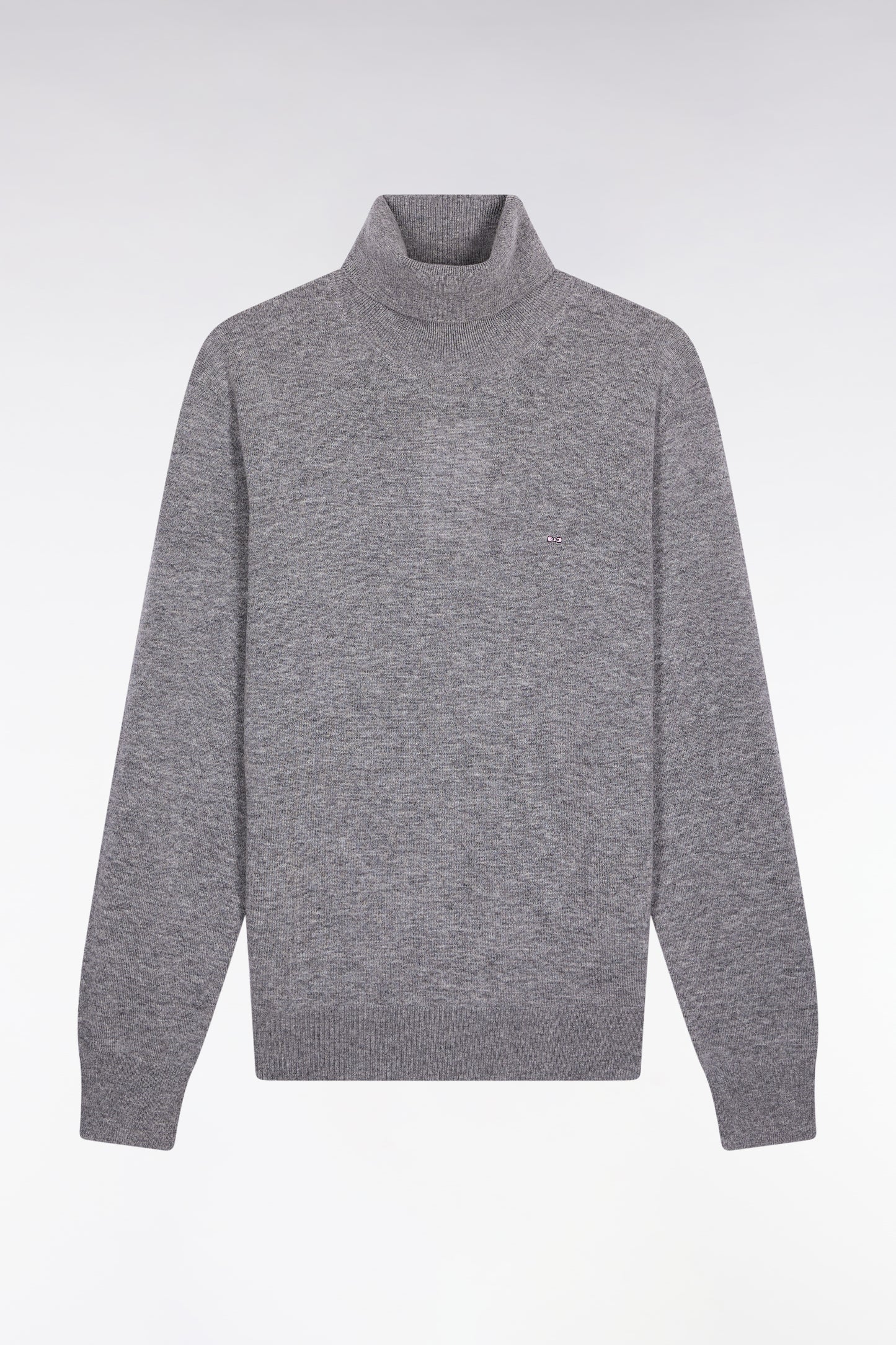 Grey virgin wool and cashmere turtleneck sweater