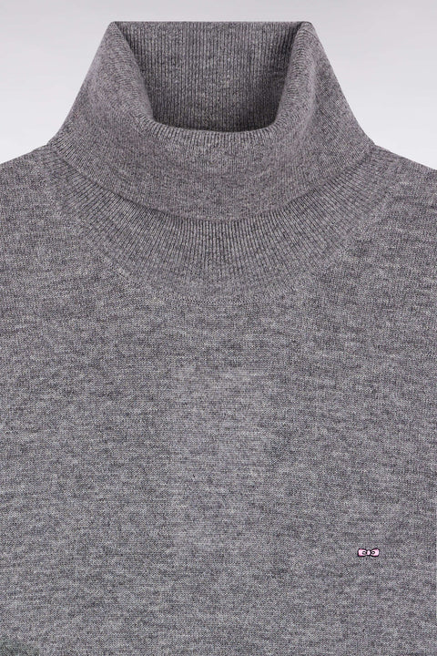 Grey virgin wool and cashmere turtleneck sweater - Image 2
