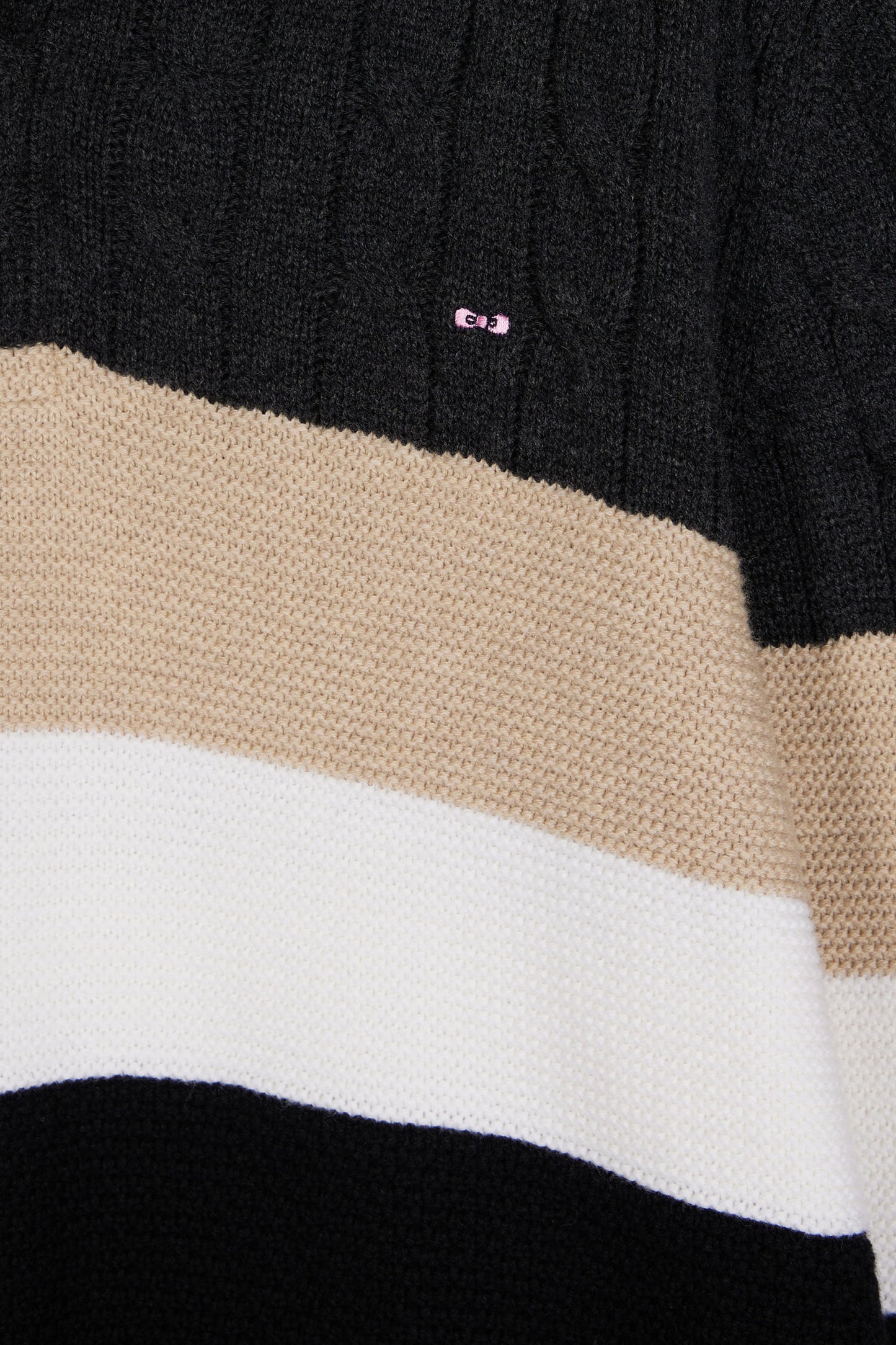 Wool and cotton cable-knit sweater in black and grey